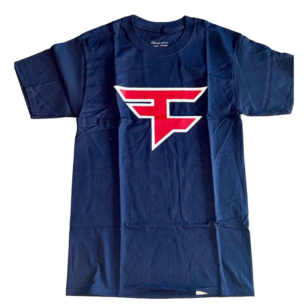 FaZe Clan Logo Tee Champion Authentic Navy Small BNWT Streetwear Gaming #FaZeUp